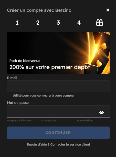 betzino casino inscription